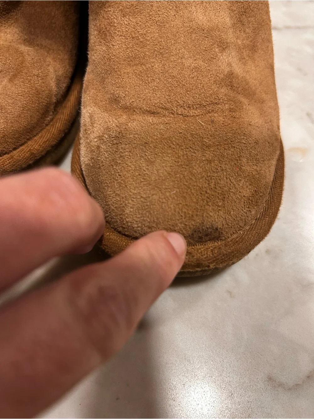 2 pair UGG Chestnut Satin Bow Back Shearling Booties, TWINS, Sz 11, excellent